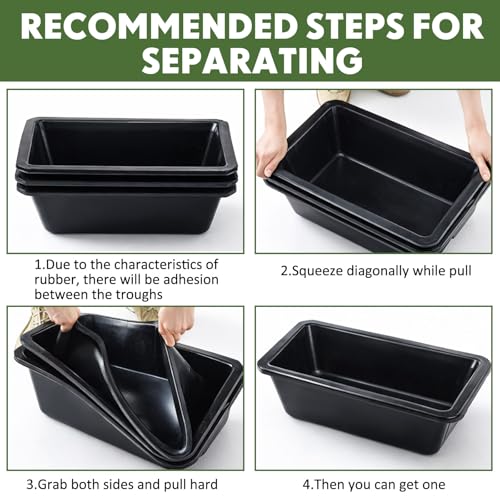 Geelin 4 Pcs 4.5 Gallon/18 Quart Plastic Livestock Water Trough, Black - color: Black, size: 4.5 Gallon/18 Quart
