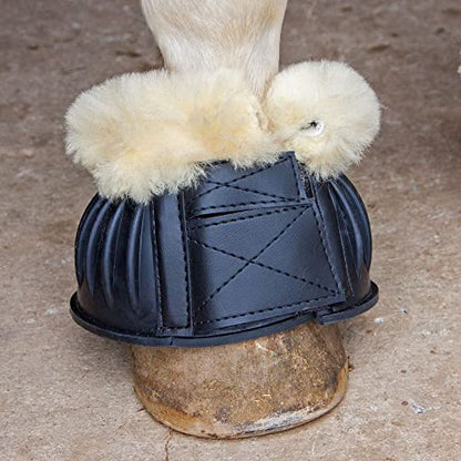 Dura-Tech Double Lock Bell Boots with Sheepskin | Ideal for Sensitive Horses | Secure Double Lock Closure | Heavy-Duty Rubber Protection - size: Large