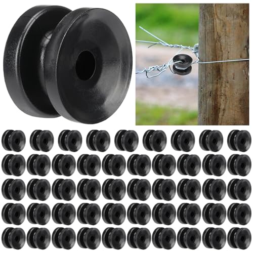 Pangda 50 Pcs Electric Fence Insulators Ring Corner Post Insulator, Black - color: Black