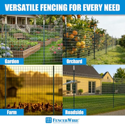 Fencer Wire 12.5-Gauge 5 ft. x 100 ft. Galvanized Welded Fence Wire Roll with 15 pcs 7 ft T-Posts, Farm & Garden Fencing Kit