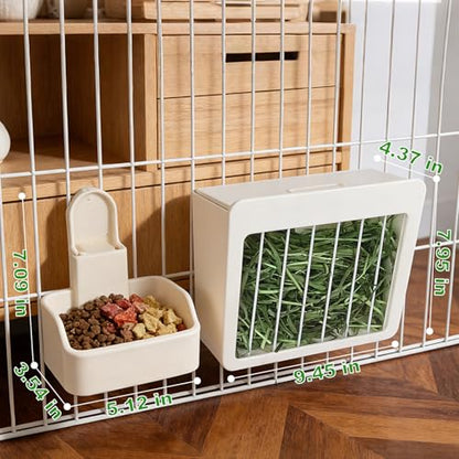 RUBYHOME Rabbit Hay Feeder Guinea Pig Food Feeder Adjustable Height Rabbit Feeder Guinea Pig Food Bowl Complete Bunny Bundle Bunny Accessories for Rabbits, Guinea Pigs, Chinchillas