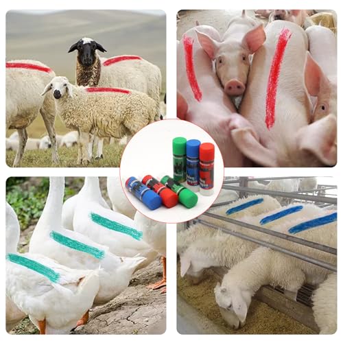 Livestock Marker Crayon,Wet&Dry for Pig Cow Goat,3 Pack,Red Blue Green