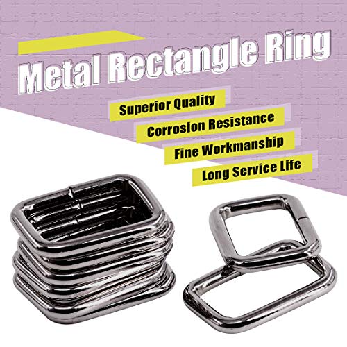 Swpeet 60Pcs 1 Inch / 25mm Heavy Duty Metal Ring Buckle Webbing Belts - color: Gun-black, style: Metal Rectangle Ring