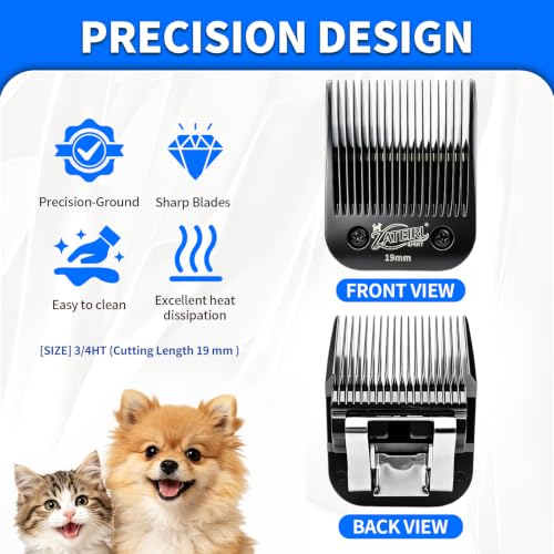 Size 3/4HT Detachable Pet Grooming Clipper Blade with Steel Cutter, 3/4 Inch (19 mm) Cut Length, Black, Compatible with Andis, Oster A5, Wahl KM10, 1 Pack - color: Black, size: 3/4HT 19mm