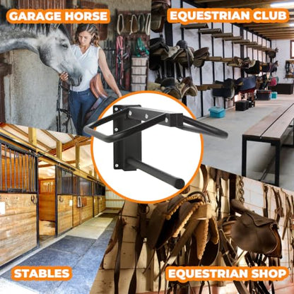 Sidasu 1 Pack Thickened Saddle Rack,Wall Mounted Saddle Stand with Pad Bar | Heavy Duty Steel Construction,Detachable Design,Fits Western & English Style Saddles,Ideal for Barns Stables Garages - size: 1 Pack