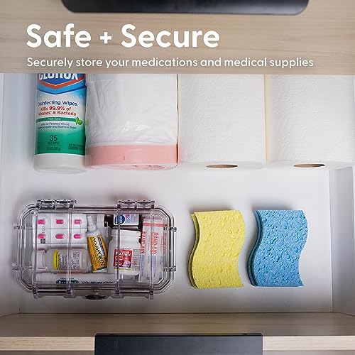 Evergreen X Seahorse 56 Medication Lock Box - Medium, First Aid Kit, Childproof, Empty Lockable Medicine Box to Store Medications, Diabetic Supplies. NO SUPPLIES INCLUDED (Clear + Boho) - color: Clear + Boho