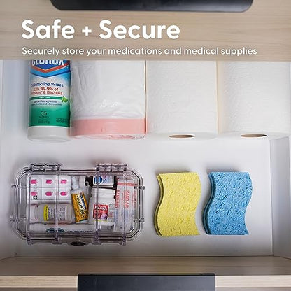 Evergreen X Seahorse 56 Medication Lock Box - Medium, First Aid Kit, Childproof, Empty Lockable Medicine Box to Store Medications, Diabetic Supplies. NO SUPPLIES INCLUDED (Clear + Boho) - color: Clear + Boho