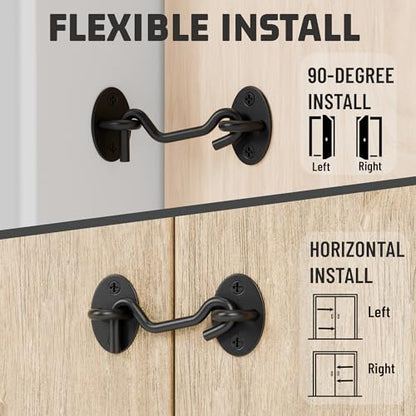 4" Hook and Eye Latch 1 Pack, Privacy Eye Hook Latch, Door Hook Lock, 1Pack | for Indoor Outdoor Slide/Barn/Shed/Door, Window, Fences Cabinet, Barn Door Latch - size: 4 Inch