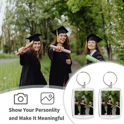 Acrylic Photo Frame Keyring, Personalized Keychains,Clear Picture Keychain as Gift - color: 100pcs