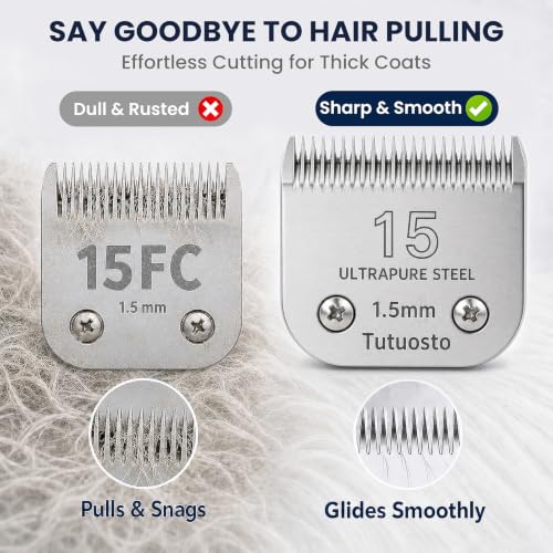 Clipper Blades Pet Grooming Clipper Replacement Blades Detachable Blade Compatible with andis/wahl/Oster Dog Clippers (15#) - color: 15#