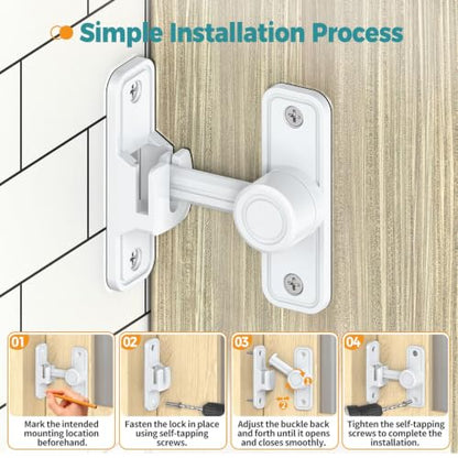 Barn Door Lock 2.4" 90/180 Flip Gate Latch, White 2-Pack - color: White-2 Pcs