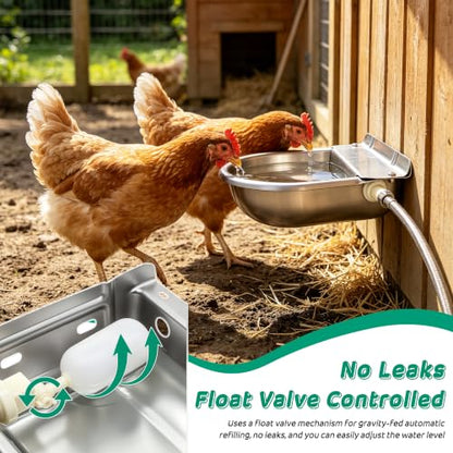 Automatic Livestock Waterer Bowl,304 Stainless Steel Float Valve Pet Bowl