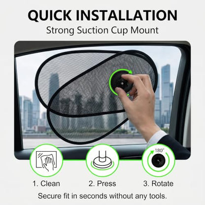 2PCS Car Side Window Shade, Adjustable & Rotatable Window Sun Blocker, Mesh Driver Side Sunshades for Heat & Glare Protection, Universal Fit for Most Cars (Black)