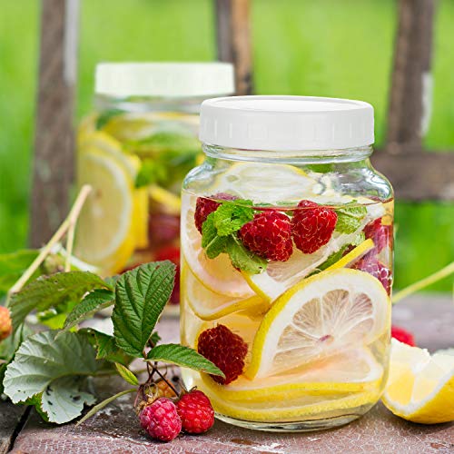 AOZITA Wide Mouth Mason Jar Lids [16 Pack] for Ball, Kerr and More - White Plastic Storage Caps for Mason/Canning Jars - Leak-Proof - Dishwasher Safe & Food Grade - size: 16 Wide Mouth