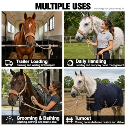 Fleece Horse Halter and Lead Rope Set - color: Beige, size: FULL