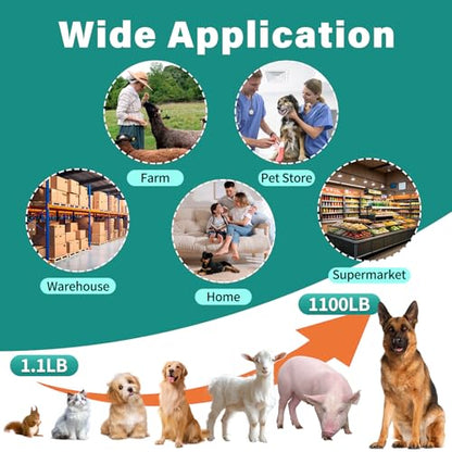 Upgraded 1100lb Livestock Scale, 40"x20", Non-Slip Surface | Heavy Duty Dog Scales for Large Breed Weighing, with Stand Rod, Max 1100lbs, Precision 0.22lb/0.1kg - style: 1100 lbs Pro