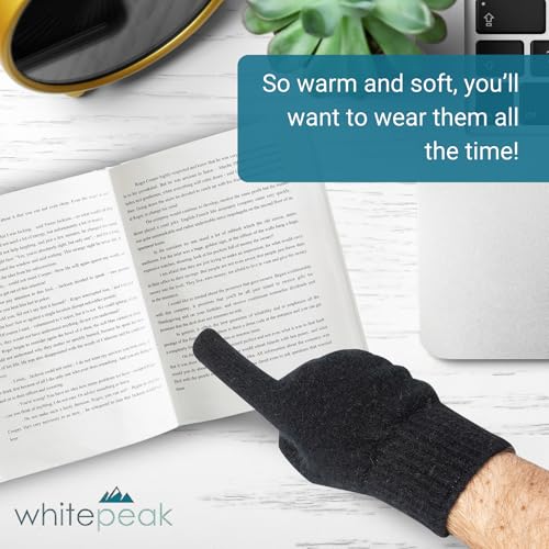 whitepeak Genuine Merino Wool and Possumdown Blended Gloves | UNISEX | Comfy, Light, and Quick-Drying - color: Black, size: Large