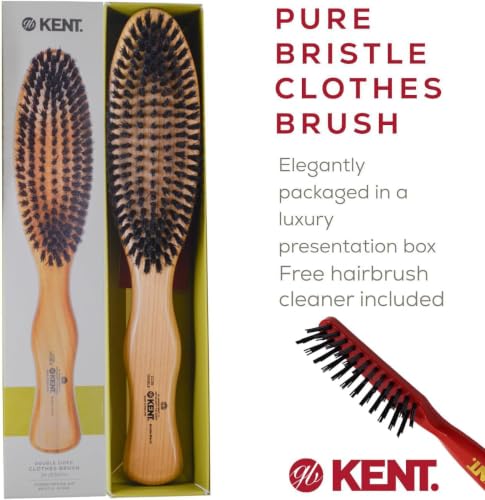 Kent CC20 Double Sided Cherrywood Clothes Brush and Lint Remover, Firm Side for Dust and Dirt, Soft Side for Gentle Brushing for Keeping Fabrics Free from Fibres, Fluff and Pet Hair, Made in England - style: CC20