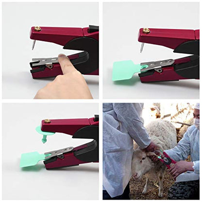 SPEEDWOX Ear Tag Applicator for Cows Cattle Goat Sheep Pig Animal Ear Tag Pliers Livestock Ear Tag Tool with 2 Replaceable Ear Tag Needle Pins