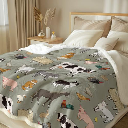 Sleepwish Farm Animals Sherpa Fleece Throw Blanket, Gifts for Kids 50x60 - color: Farm Animals, size: Throw
