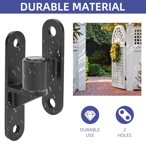 Gate Hinge 2 Set Wall Mount Gate Hinges 5/8'' Pin for Farm Gates Heavy Duty Carbon Steel Fence Gate Hinges with Screws, Black - color: Black-2 Set