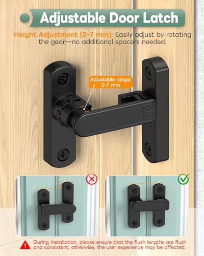 Adjustable Barn Door Locks, 90/180 Degree Gate Latch, Black - color: Black-1 Pc