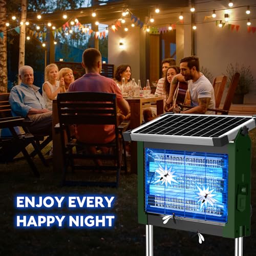 PhatroyYee Solar Bug Zapper Outdoor, Waterproof Mosquito Fly Zapper 4500V - color: Army Green