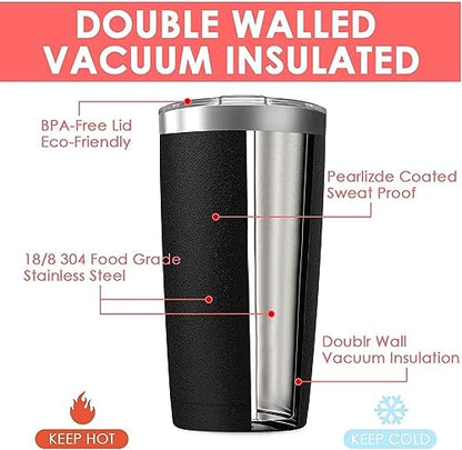 16 pack 20 oz Stainless Steel Insulated Tumbler with Straw and Lid, Double Wall Travel Coffee Mug Vacuum Insulated Bulk Tumbler, Suitable for Vehicle Cup Holders （White） - color: White, size: 16 Count (Pack of 1)