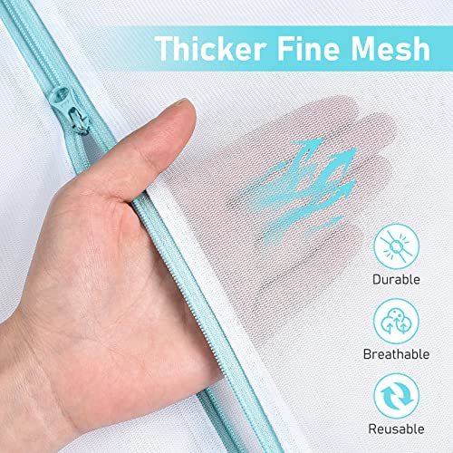 OTraki Large Mesh Laundry Bags 28x35 inch Zipper Mesh Lingerie Bags for Washing Delicates Net Laundry Mesh Bag Machine Washable for Dorm Hotel Camp Don't Drying, Melting 140-176℉, White - size: 28 x 35 inch