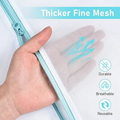 OTraki Large Mesh Laundry Bags 28x35 inch Zipper Mesh Lingerie Bags for Washing Delicates Net Laundry Mesh Bag Machine Washable for Dorm Hotel Camp Don't Drying, Melting 140-176℉, White - size: 28 x 35 inch