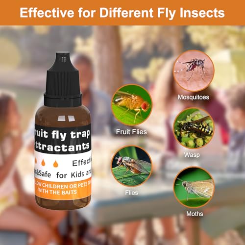 Fruit Fly Trap Refill Liquid Only 12 Packs- Replacement Parts for Fly Traps- Safe Near Pets,Food and Kids- Fruit Fly Lure Refill Trap