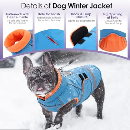 Large Dog Coat, Dog Jacket for Winter, Warm Pet Winter Coat - color: Turquoise, size: X-Large
