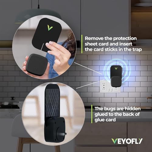 VEYOFLY Official Refill Fruit Fly Traps Indoor, Gnat Trap | 5-Pack | Slide-in refills, fits your trap, strong adhesive traps fruit flies & gnats, no mess, easy to replace, insects hidden - color: Black, size: 5 Refills