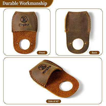 Ringsun Thumb Guard Wood Carving Tools, Leather Finger Protector, Handmade Carpenter Working Carving Kit Accessories Brown RS40 - color: Brown