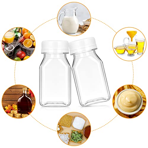 Gerrii 50 Pcs 4 oz Plastic Juice Bottles with Lid Small Reusable Clear Bottles with Caps Containers Bulk, Freezer Safe, Leakproof for Milk Smoothies Drinking Fridge (White) - color: White