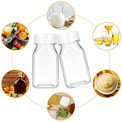 Gerrii 50 Pcs 4 oz Plastic Juice Bottles with Lid Small Reusable Clear Bottles with Caps Containers Bulk, Freezer Safe, Leakproof for Milk Smoothies Drinking Fridge (White) - color: White