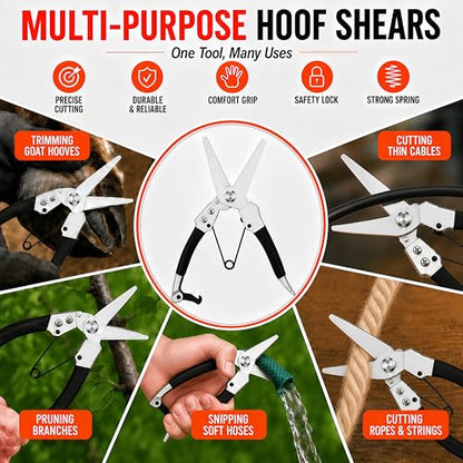 XXYUAN Goat Hoof Trimmers & Farrier Shears | Multi-Purpose Hoof Trimming Tool for Goats and Livestock, Cuts Hooves, Wire & Plastic Pipe, Silver, 1 Pack