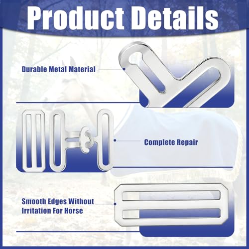 12 Pcs Universal Horse Blanket Surcingle Buckle Replacement Kit - Heavy Duty Hardware for Connection Webbing Strap Buckle - for Horse Blanket Repair and Restoration (4 Sets)