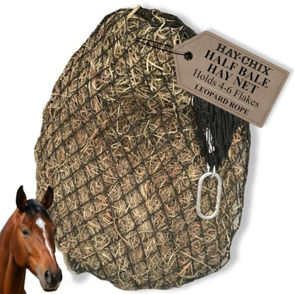 hay chix Half Bale Slow Feed Hay Net for Horses - 1 3/4" Holes - Leopard - color: Leopard