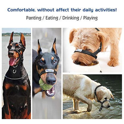 Pawaboo Dog Muzzle, Head Halter Collar for Dog Nylon Reflective Adjustable - color: Black, size: Small