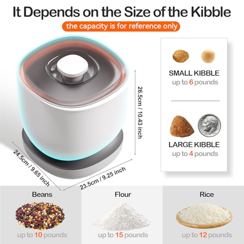 CTIME Airtight Cat Food Container for Small Dog Bird Pet Treats & Dry Food -6 lb(White)