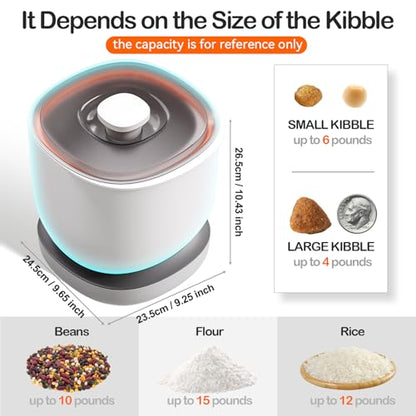 CTIME Airtight Cat Food Container for Small Dog Bird Pet Treats & Dry Food -6 lb(White)