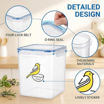 Bird Seed Storage Container,5.49Qt/5.2L Airtight Bird Food Container,Birds Seeds Containers with Scoop,Pet Food Storage Containers for Wild Birds Seeds Dispenser |Storing Sunflower Seed|BPA Free-Blue