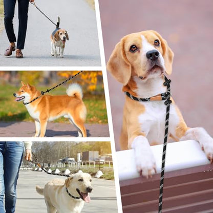 lynxking Dog Leash 3/8in x 6ft Slip Lead Reflective Black and Orange, 2 Pack