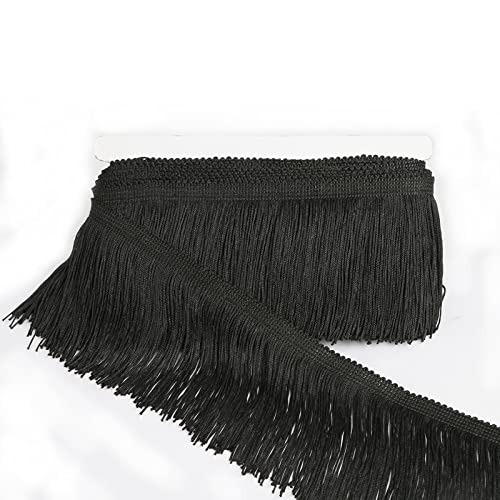 Chainette Fringe Trim 10 Yard x 4 Inches Fabric Tassel Trims - color: Black, size: 4"-10Yards/R