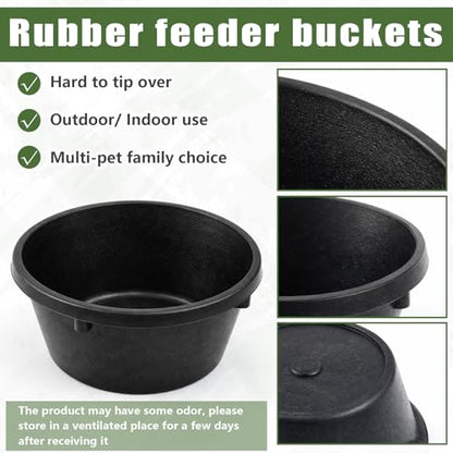 Sadnyy 2 Pcs 1.06 Quart/ 0.26 Gallon Rubber Feeder Pan Horse Feed Bucket - size: 1.06 Quart/ 0.26 Gallon