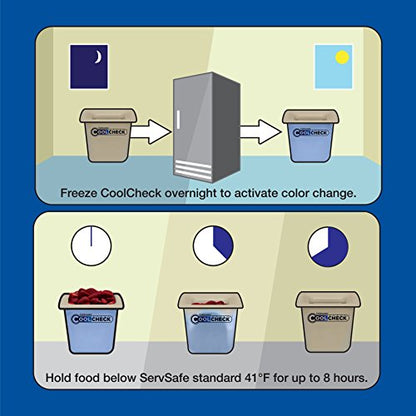 Carlisle FoodService Products Coldmaster Coolcheck Full Size Food Pan Insulated Food Pan with Refrigerant Gel Filling, Plastic, 15 Quarts, White, Blue