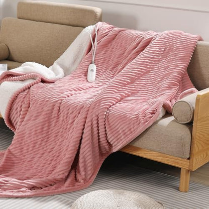 Electric Throw Blanket Heated Throw Blanket Pink Heated Blanket 50''X60'' - color: Dusty Rose, size: Throw(50"x60")
