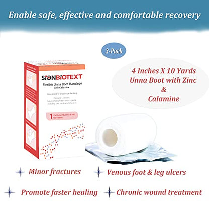 Flexible Unna Boot Fabric Bandages with Zinc and Calamine, First Aid Kit Emergency Supplies, Ankle Brace Compression Bandage Wrap, Wound Care Supplies, 4 Inches X 30 Feet - size: Pack of 3, style: 4" Zinc and Calamine