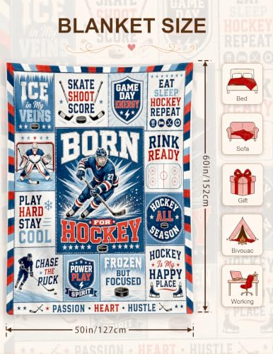 Hockey Gifts for Men Players Lovers Fan Hockey Blanket 60 * 50 | Birthday Christmas Thanksgiving Personalized Hockey Gifts Ice Hockey Lover Gift Hockey Fan Gifts Blanket Sport Blanket - color: Ice Hockey